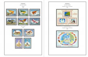 COLOR PRINTED ROMANIA AIRMAIL 1928-2000 STAMP ALBUM PAGES (56 illustrated pages)