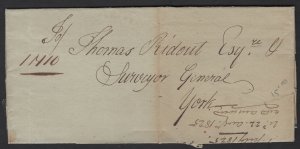 1825 Perth straightline on reverse of cover to York, rated “1N10”, repair...