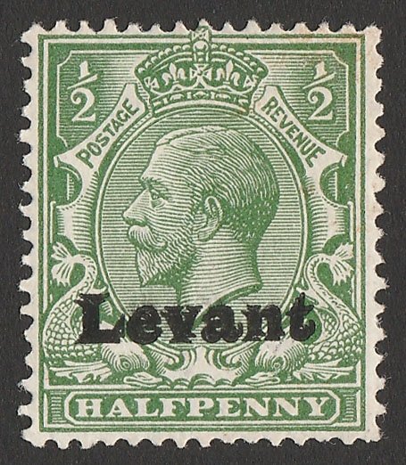 BRITISH LEVANT 1916 Salonika provisional ½d error DOUBLE. ONLY 12 printed. Exp. 