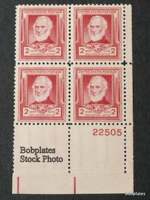 BOBPLATES #865 Whittier Plate Block FVF MNH CV=$1.75~See Details for #s/Pos