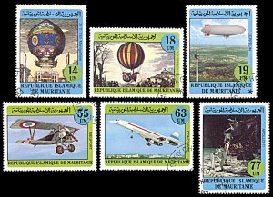 Mauritania 522-527, CTO, Bicentennial of Manned Flight