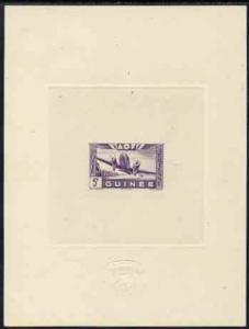 French Guinea 1942 Air stamp (Plane over village inscribe...