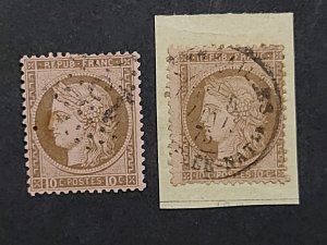 Pocket lot of early France Queen Ceres Stamps Used/VF/XF, SC#51,54,60,62