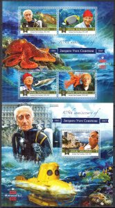 Maldive Islands 2015 Marine Life Diving Ships J.- Y. Cousteau Sheet + S/S MNH