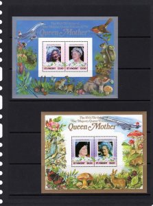 St.Vincent 1985 Sc#866/867   Queen Mother/Concorde/Mushrooms 2 SS Perforated MNH