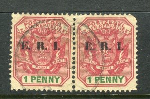 TRANSVAAL; 1901 early QV ' ERI ' issue fine used 1d. Pair