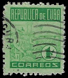 Cuba #420 Used LH; 1c Tobacco Picking (1948)