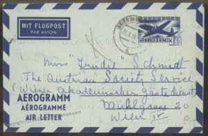 Austria 1958 Michel LF4 Airmail Aerogram Cover Gries Wien Vienna G107983