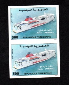 2000- Tunisia- The Car-Ferry Carthage- Le Navire Carthage-Imperforated pair 