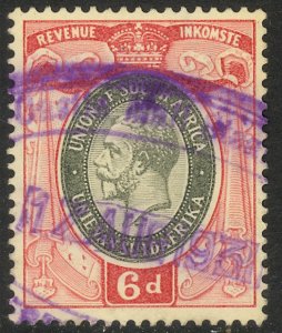 SOUTH AFRICA 1931-37 KGV 6d General Revnue Portrait Issue BFT.20(31) VFU