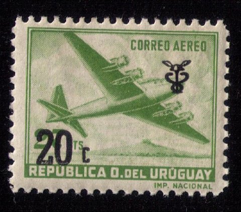 Uraguay (1960) Scott #C206 MH Surchage 20c over 27c AIRMAIL.VF