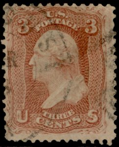 USA SCOTT 65, 3c rose, FINE USED. 