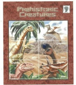 Guyana - 2002 - Prehistoric Animals - Sheet Of 6 - MNH