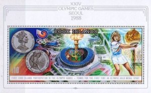 Cook Islands 1988 MNH Stamps Souvenir Sheet Scott 999 Sport Olympic Games Coins