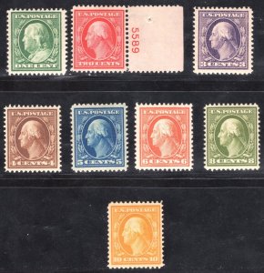 MOMEN: US STAMPS #374-381 MINT OG H LOT #77009* 