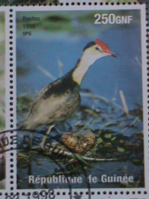 GUINEA-1998-SH147-COLORFUL BEAUTIFUL LOVELY BIRDS-CTO SHEET VF LAST ONE-
