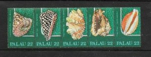 PALAU SG145/9 1986 SEA SHELLS STRIP MNH