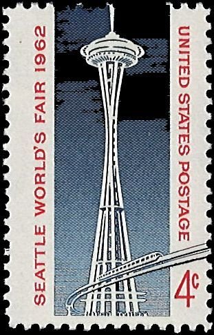 U.S. Scott # 1196  1962 4c red & dp bl  Space Needle & Monorail  mint-nh- vf