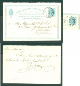 Danish West Indies. 1905. Stationery. Used. 2 Cent. St. Thomas. Adr: St. Thomas