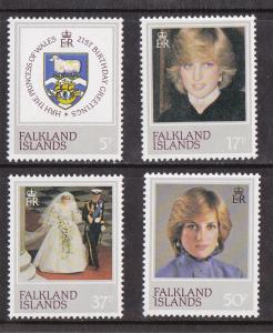 Falkland Islands # 348-351, Royal Wedding, Diana, NH, 1/2 Cat.