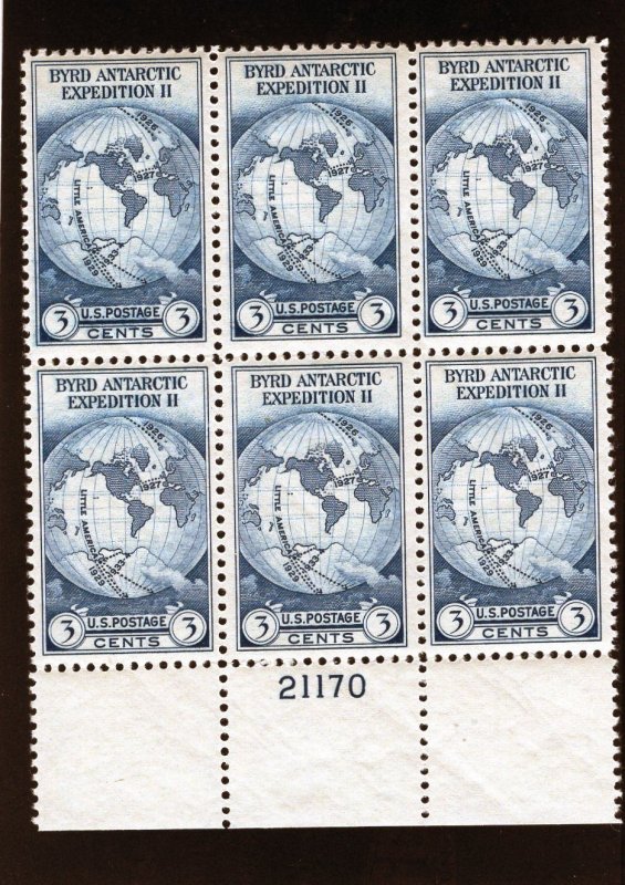 733 Byrd Antarctic Issue, MNH Bottom PB/6 (#21170)