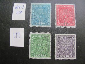 AUSTRIA 1917 USED  SC 164-167 SET  VF/XF $113 (177)