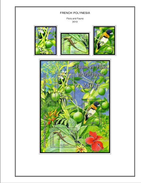 COLOR PRINTED FRENCH POLYNESIA 2011-2020 STAMP ALBUM PAGES (45 illustr. pages)