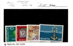 Switzerland, Postage Stamp, #491-494 Mint LH, 1968 Anchor, Helmet (AC)