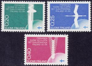 Finland - 1967 - Scott #450-52 - MNH - Independence 