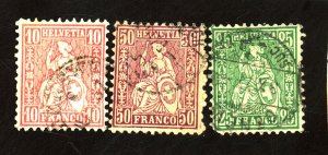 SWITZERLAND #53 55 59 USED FVF Cat $84