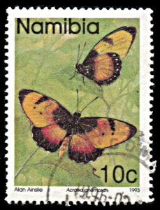 Namibia 743, used, Butterfly: Broad-boarded acraea