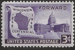 # 957 MINT NEVER HINGED WISCONSIN STATEHOOD 100TH ANNIV.