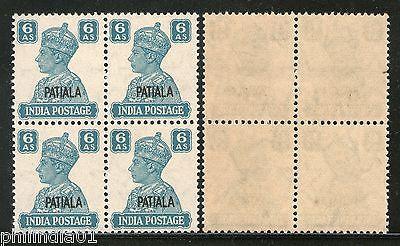 India PATIALA State 6As KG VI BLK/4 SG113 Cat £24 MNH