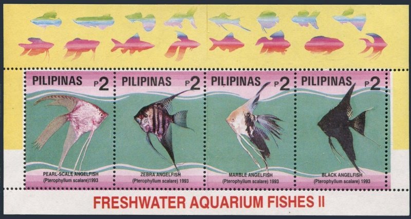 Philippines 2253-2257, 2256a-2257a, MNH. Freshwater Aquarium Fish, 1993.