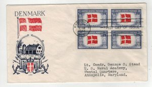 1943 WW2 Patriotic FDC 918 OVERRUN COUNTRIES 918 ALBANIA CLIFFORD BLOCK OF 4