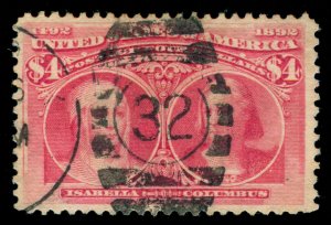MOMEN: US STAMPS #244 USED VF PSE CERT LOT #87992