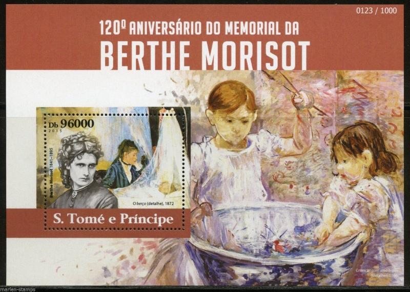 SAO TOME  2015  120th  MEMORIAL ANNIVERSARY OF  BERTHE MORISOT S/SHEET MINT NH