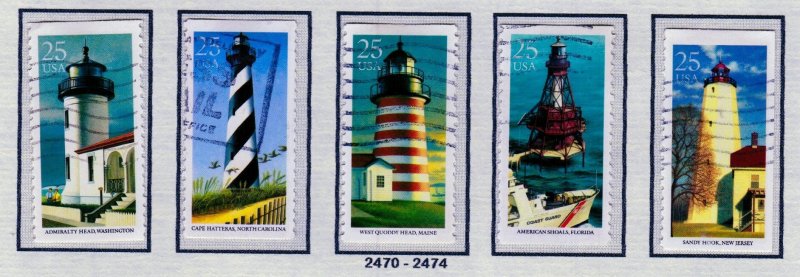 SC# 2470-74 - (25c) - Lighthouses, used set of 5