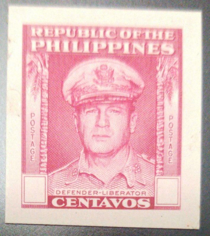 V. eb O) 1948 PHILIPPINES, DIE PROOF, NO FACIAL VALUE,GENERAL DOUGLAS MACARTH