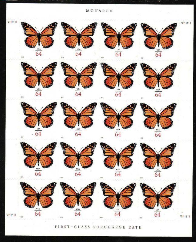 USA-Sc#4462- id12-unused NH sheet-Insects-Monarch Butterflies-2010-