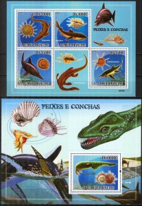 Sao Tome and Principe 2009 Marine Life Fishes Shells sheet + S/S MNH