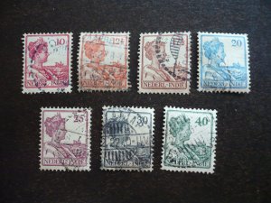 Stamps-Dutch East Indies-Scott#117,119,121,123,126,127,130-Used Set of 7 Stamps