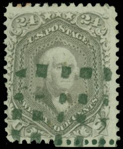 Scott #78b, Patent Cancel BLACK CIRCLE GRID Fancy Cancel (s-e PN-D 3) SCV $450