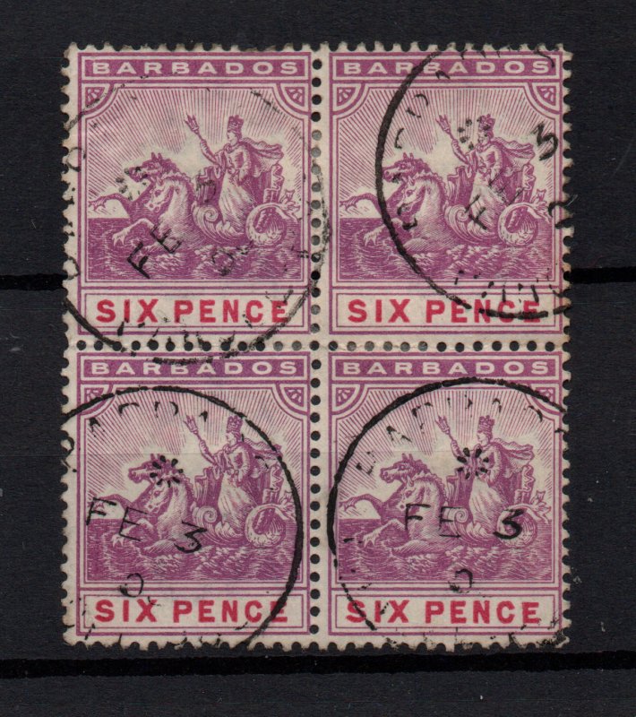 Barbados 1892 6d SG111 Superb CDS block of 4 Crown CA WS31062 