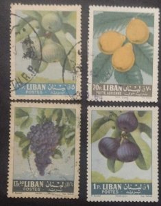 SB) 1963 LEBANON, FRUITS, FOOD, USED STAMPS, XF