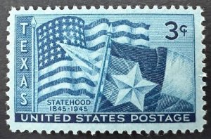 US # 938 Texas Statehoond 3c 1945 Mint NH