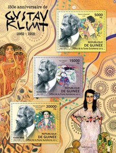 GUINEA - 2012 - Gustav Klimt - Perf 3v Sheet - Mint Never Hinged