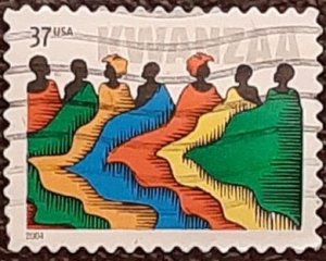 US Scott # 3881; used 37c Kwanzaa from 2004; VF/XF centering; off paper