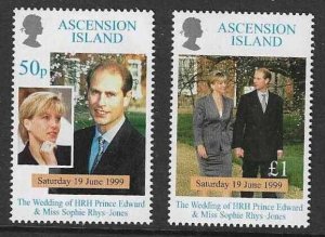 ASCENSION SG774/5 1999 ROYAL WEDDING MNH