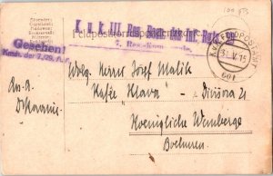 Austria Soldier's Free Mail 1915 K.u.K. Feldpostamt 670 Feldpost Card to Koni...
